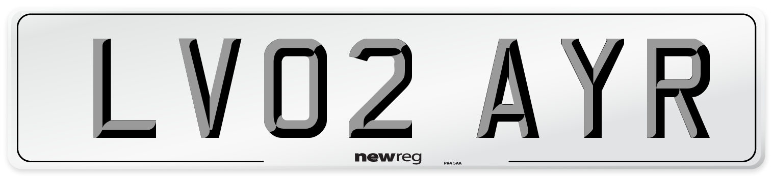 LV02 AYR Number Plate from New Reg